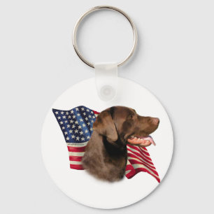 Schokolade Labrador Retriever American Flag Schlüsselanhänger