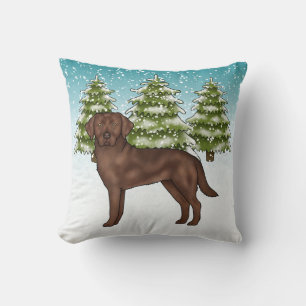 Schokolade Labrador Retriever Blue Winter Christma Kissen