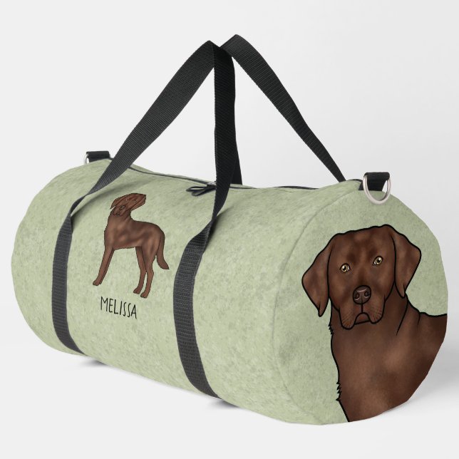 Schokolade Labrador Retriever Braun Labrador Grün Duffle Bag (Linke Ecke)