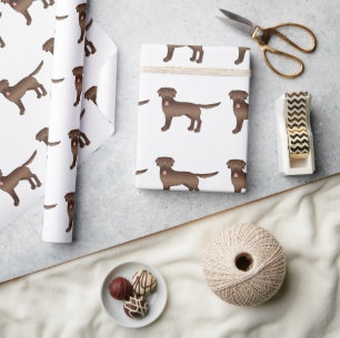 Schokolade Labrador Retriever Cartoon Dog Muster Geschenkpapier