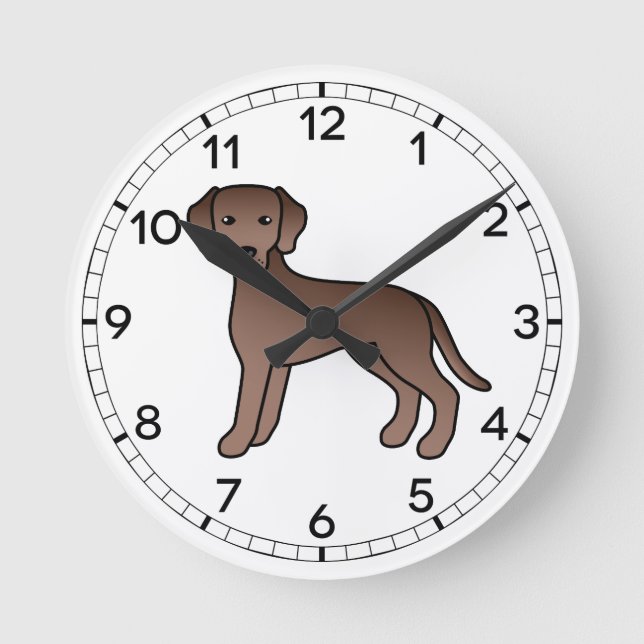 Schokolade Labrador Retriever Cartoon Dog Zeichnen Runde Wanduhr (Vorderseite)