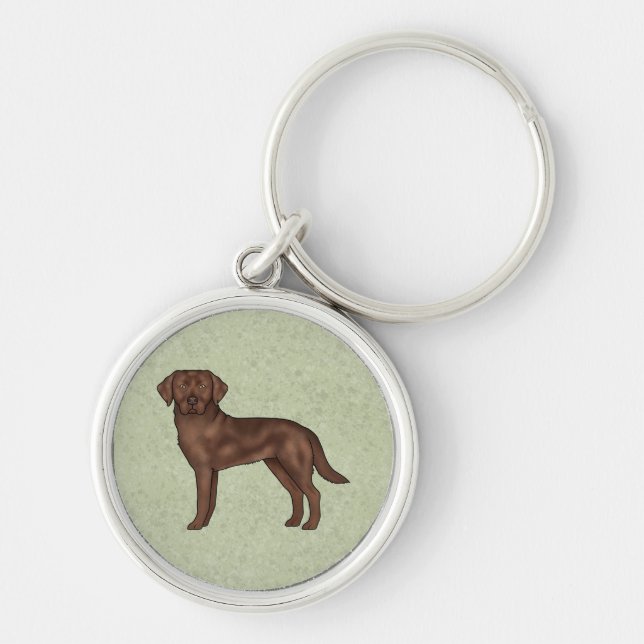 Schokolade Labrador Retriever Cartoon Green Schlüsselanhänger (Vorne)