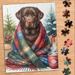 Schokolade Labrador Retriever Cozy Dog Weihnachten<br><div class="desc">Suchen Sie nach einer lustigen und interessanten Aktivität, die Sie mit Ihrer Familie in dieser Ferienzeit teilen können? Schauen Sie sich nur unsere Puzzle-Kollektion mit spielerischen Labrador Retrievers an! Als Hundeliebhaber werden Sie die Vielfalt unserer Designs verehren, darunter niedliche und kuschelige Welpen, liebenswerte Gelb-, Schokolade- und Schwarze-Labradore, und sogar Szenen...</div>