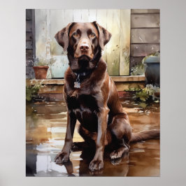 Schokolade Labrador Retriever Dog Art Print Poster