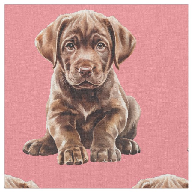 Schokolade Labrador Retriever Dog Fabric Stoff (Nahaufnahme)