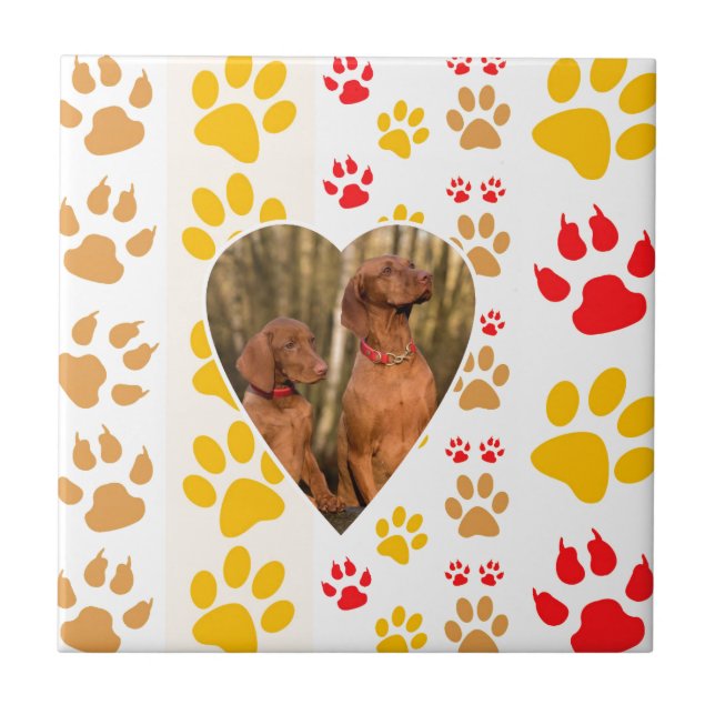 Schokolade Labrador Retriever Dog Hearts Paw Print Fliese (Vorderseite)