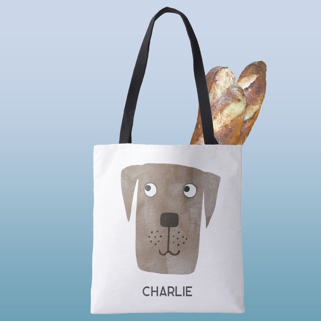 Schokolade Labrador Retriever Dog Personalisiert Tasche (Fun personalized name Chocolate Labrador Retriever dog tote bag)