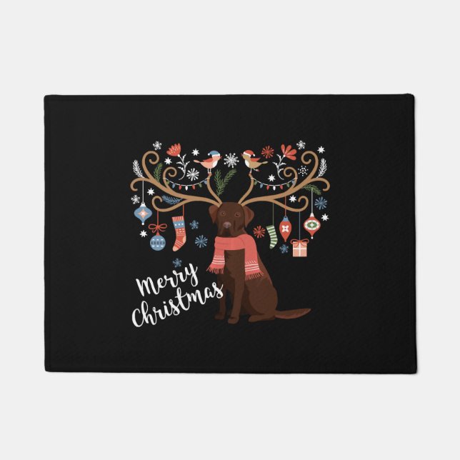 Schokolade Labrador Retriever Dog Weihnachten Fußmatte (Vorderseite)