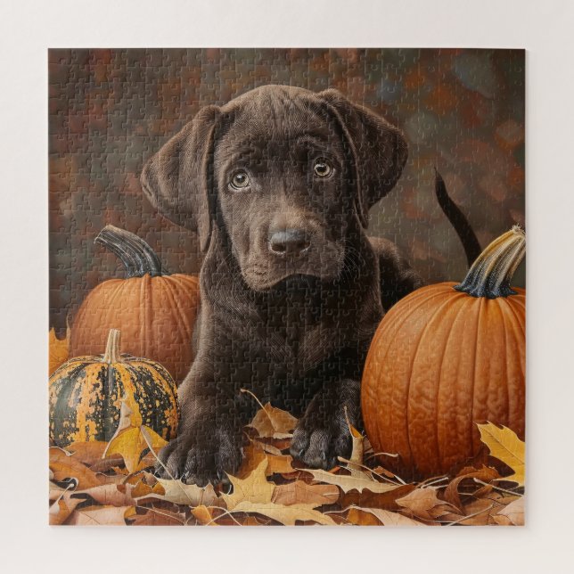 Schokolade Labrador Retriever Herbst (Vertikal)