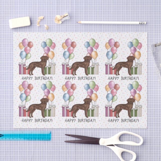 Schokolade Labrador Retriever Hund farbenfroh Gebu Seidenpapier (Handwerk)