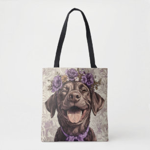 Schokolade Labrador Retriever Hund Lila floral Tasche