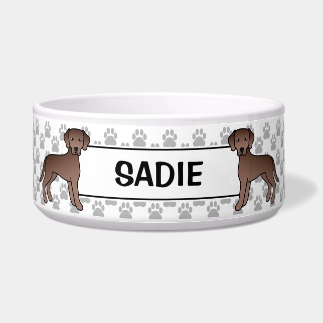 Schokolade Labrador Retriever Hund mit dem Namen d Napf (Vorderseite)