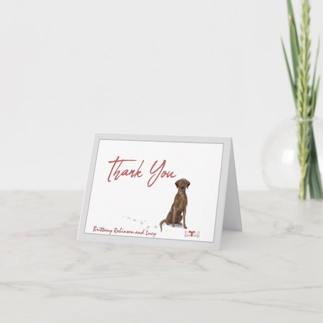 Schokolade Labrador Retriever Hund personalisieren Dankeskarte (Vorderseite)