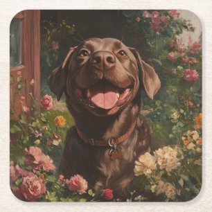Schokolade Labrador Retriever Hütte Garden Rechteckiger Pappuntersetzer