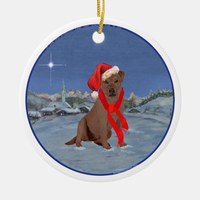 Schokolade Labrador Retriever Keramikornament (Vorne)