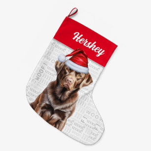 Schokolade Labrador Retriever mit Hundename Großer Weihnachtsstrumpf