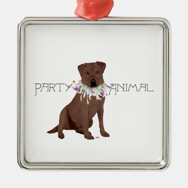 Schokolade Labrador Retriever Party Silbernes Ornament (Vorne)