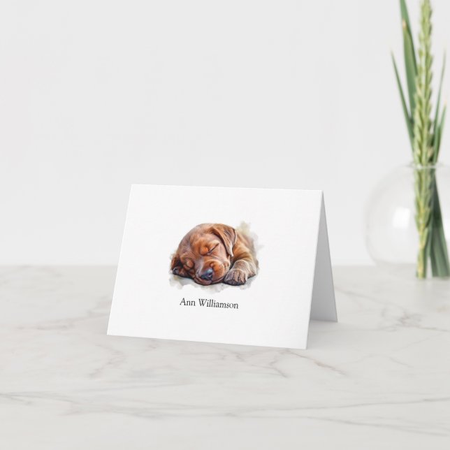 Schokolade Labrador Retriever Puppy Note Card Dankeskarte (Vorderseite)