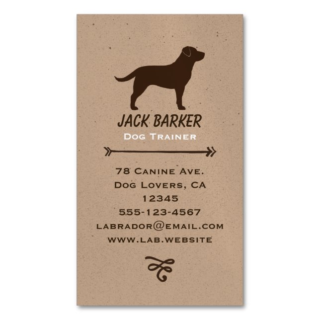 Schokolade Labrador Retriever Silhouette Magnetische Visitenkarte (Vorderseite Vertikal)