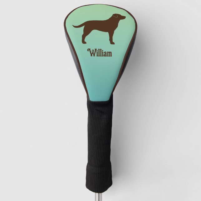 Schokolade Labrador Retriever Silhouette mit Name Golf Headcover (Vorderseite)