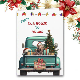 Schokolade Labrador Retriever Truck Weihnachtskart Feiertagskarte