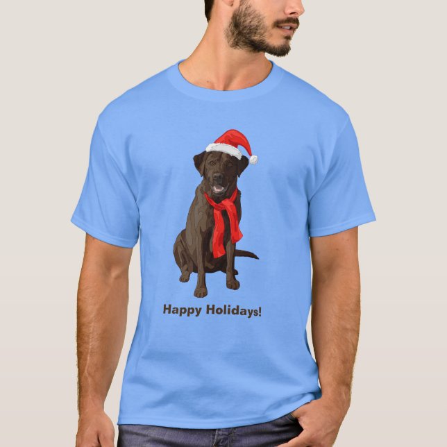 Schokolade Labrador Retriever Weihnachtshund T-Shirt (Vorderseite)