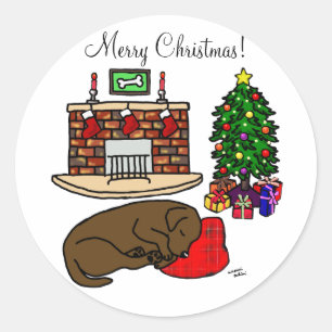 Schokolade Labrador Retriever Weihnachtskleber Runder Aufkleber