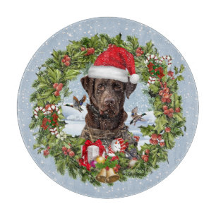 Schokolade Labrador Retriever, Weihnachtskranz Schneidebrett