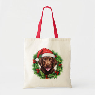 Schokolade Labrador Retriever Weihnachtskranz Tragetasche