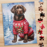 Schokolade Labrador Retriever Welpenhund Weihnacht<br><div class="desc">Suchen Sie nach einer lustigen und interessanten Aktivität, die Sie mit Ihrer Familie in dieser Ferienzeit teilen können? Schauen Sie sich nur unsere Puzzle-Kollektion mit spielerischen Labrador Retrievers an! Als Hundeliebhaber werden Sie die Vielfalt unserer Designs verehren, darunter niedliche und kuschelige Welpen, liebenswerte Gelb-, Schokolade- und Schwarze-Labradore, und sogar Szenen...</div>