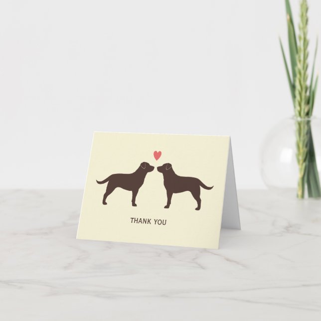 Schokolade Labrador Retrievers Hochzeit Vielen Dan Dankeskarte (Vorderseite)