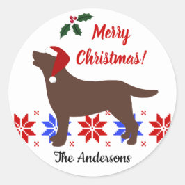 Schokolade Labrador Silhouette Weihnachten Runder Aufkleber