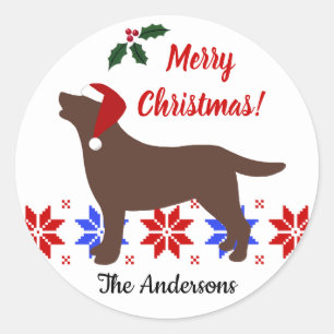 Schokolade Labrador Silhouette Weihnachten Runder Aufkleber