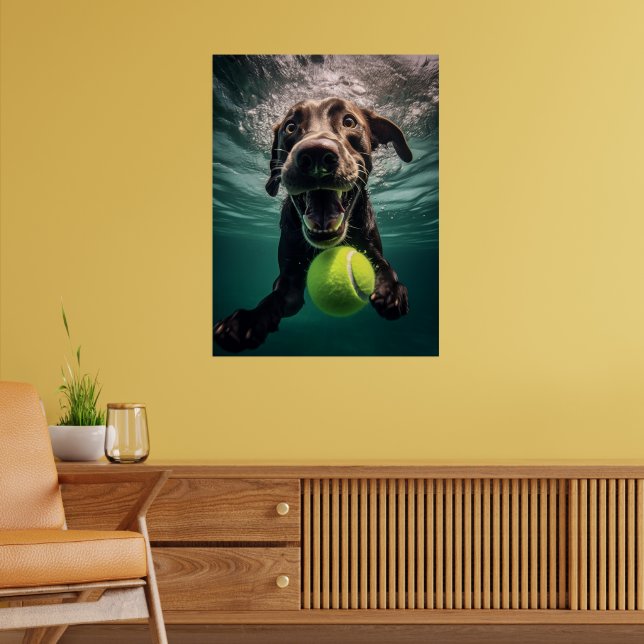 Schokolade Labrador Tauchen unter Wasser Poster (Wohnzimmer 2)