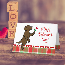 Schokolade Labrador Tiny Heart Blume Valentine Feiertagskarte