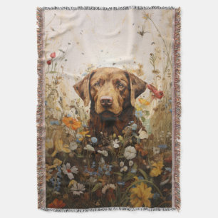 Schokolade Labrador und Wildblumen Krustendecke Decke