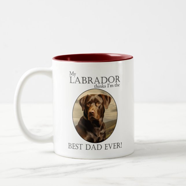 Schokolade Labrador Vater Zweifarbige Tasse (Links)