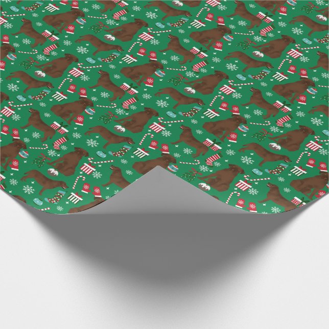 Schokolade Labrador Weihnachten Geschenkpapier (Ecke)