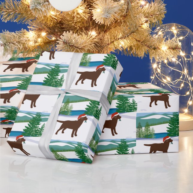 Schokolade Labrador Weihnachtsansicht Geschenkpapier (Feiertage)
