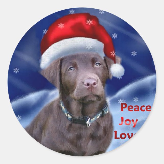 Schokolade Labrador Weihnachtsgeschenke Runder Aufkleber (Vorderseite)