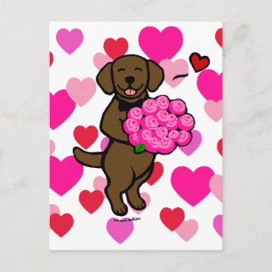 Schokolade Labrador Welpenvalentinkarte Feiertagspostkarte