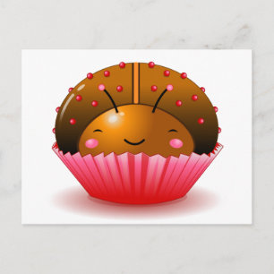 Schokolade Ladybug Cupcake Postcard Postkarte