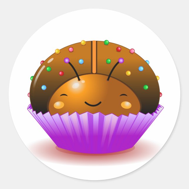 Schokolade Ladybug Cupcake Sticker (Vorderseite)