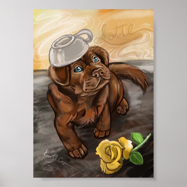 Schokolade Latte Labrador Poster (Vorne)