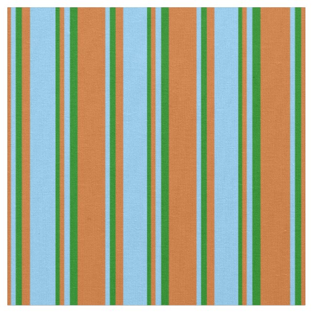 Schokolade, Light Sky Blue und Green Pattern Stoff (Nahaufnahme)