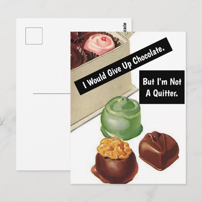 Schokolade Lover, lustiger Vintager Look Postkarte (Vorne/Hinten)