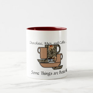 Schokolade, Männer u. Kaffee-Tasse Zweifarbige Tasse