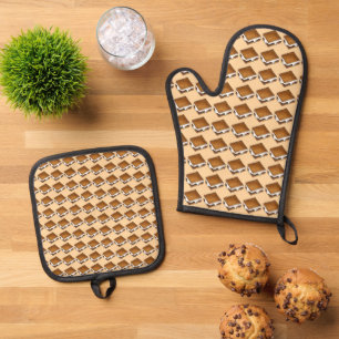 Schokolade Marshmallow S'mores Summer Camp Leckere Ofenhandschuh & Topflappen-Set