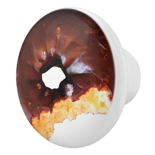 Schokolade, Mattiert-Gelbkuchen Donut mit Biss-Out Keramikknauf (Rechts)
