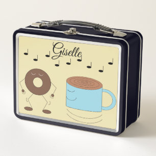 Schokolade Mattierte Donut & Kaffee Tasse Tanzen: Metall Brotdose